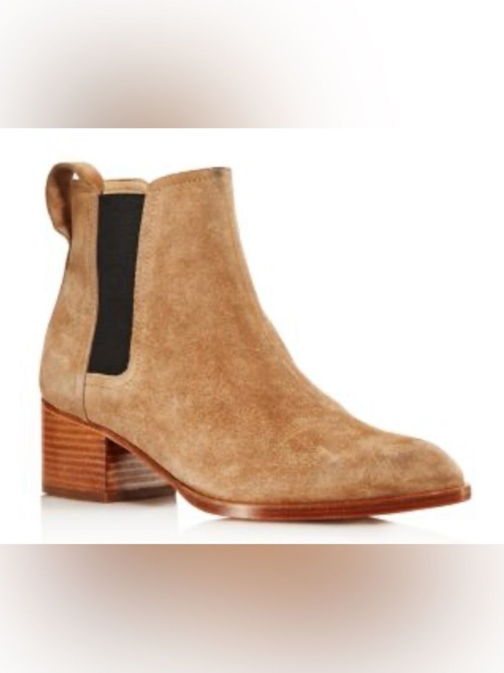 rag & bone Tan Suede Chelsea Bootie with Black Elastic